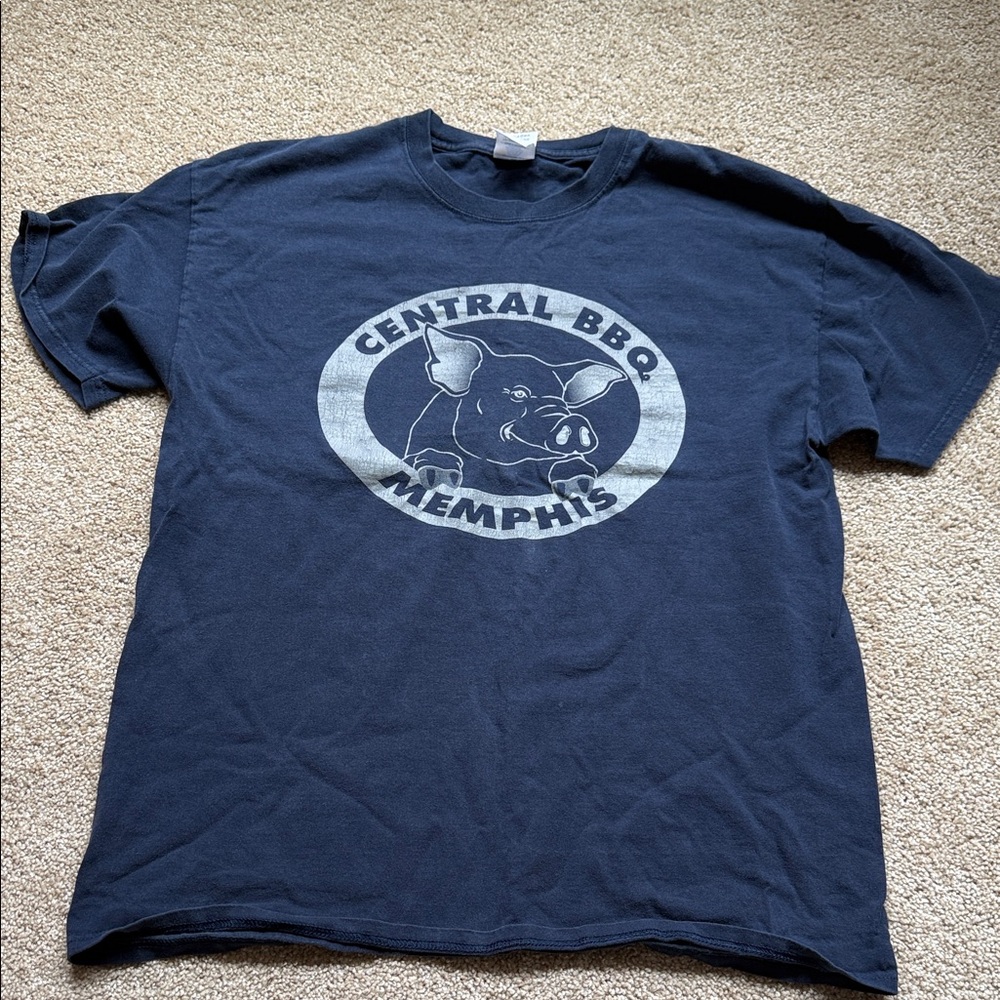 Blue Central BBQ Memphis T-shirt Size Large
